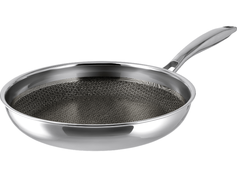 Stekpanna i rostfritt stål med non-stick beläggning i bikakemönster