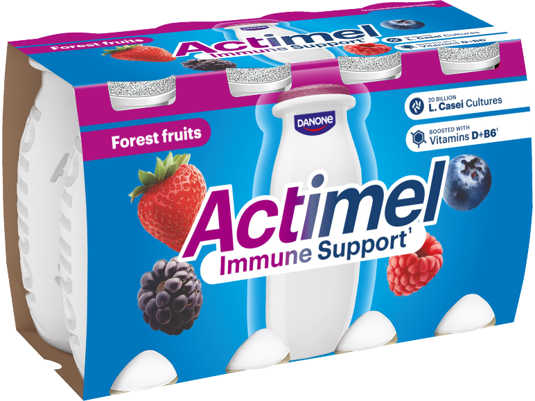 Förpackning med skogsbärsdrickyoghurt för immunförsvaret.