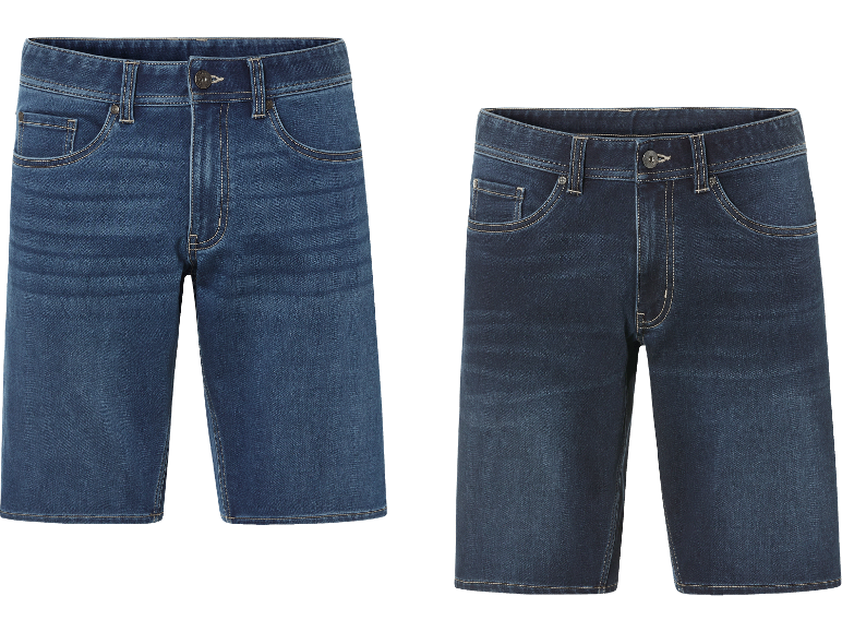 Två denimshorts i olika nyanser av blått