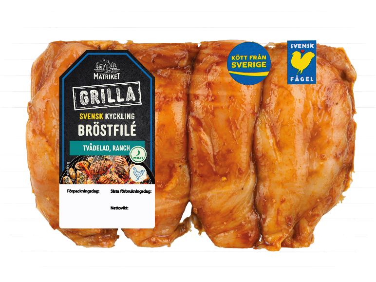Marinerad svensk kycklingbröstfilé för grillning, ranchsmak.