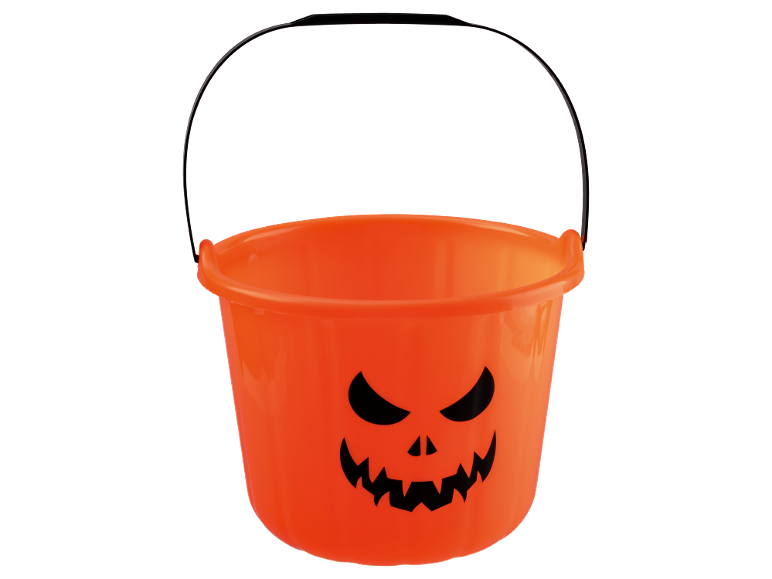 Orange Halloween-hink med pumpaansikte.