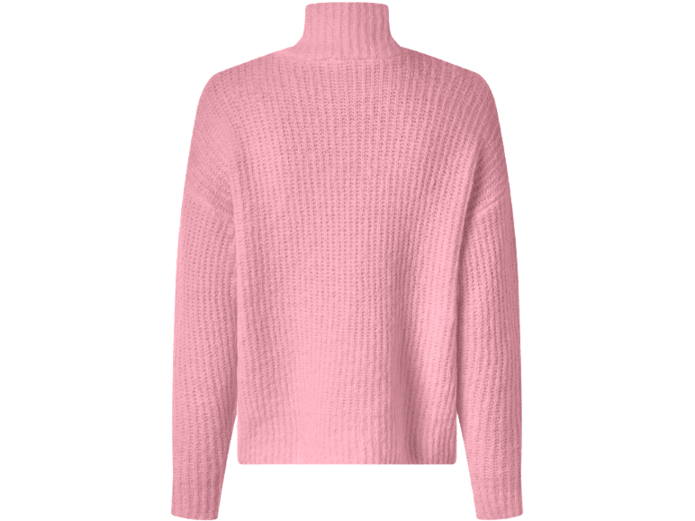 Rosa stickad polotröja för damer.