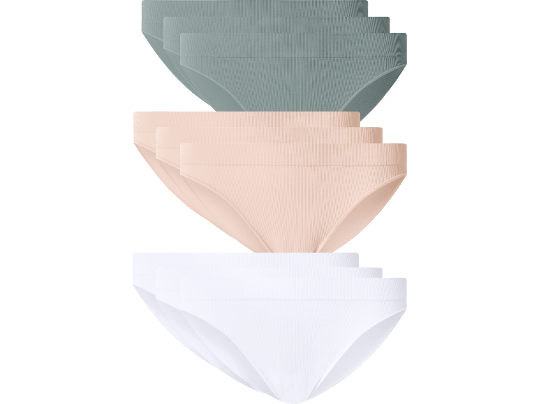 3-pack sömlösa ribbade trosor i grönt, beige och vitt