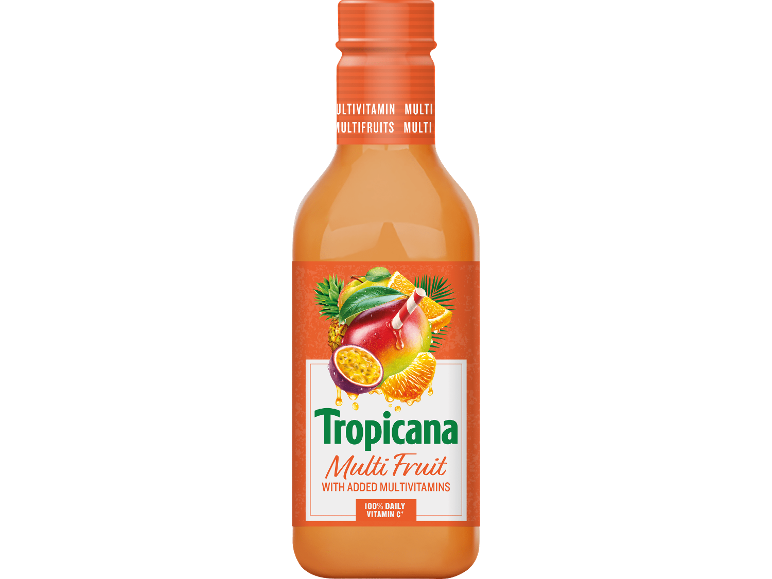 Multifruktdryck med tillsatta multivitaminer, 100% av dagligt C-vitamin
