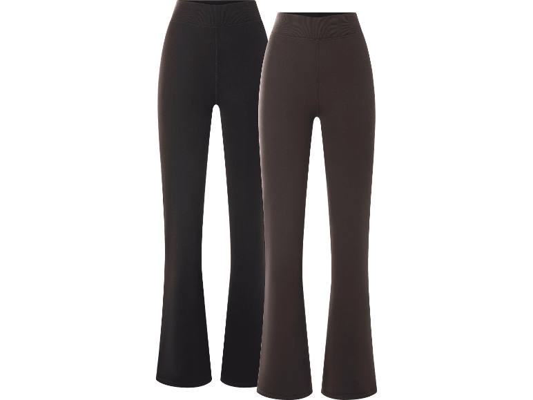 ESMARA utsvängda leggings för damer i svart och mörkbrunt
