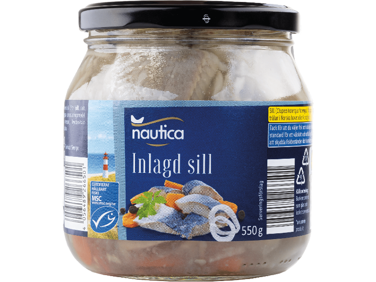 Burk med inlagd sill med morötter och lök, 550g, MSC-certifierad.