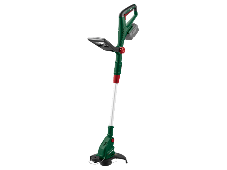 Sladdlös grästrimmer med justerbart handtag och skyddskåpa