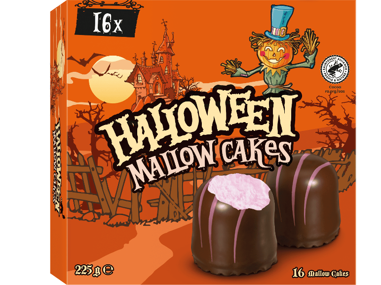 Halloween skumbofsar med chokladöverdrag i en förpackning om 16 stycken