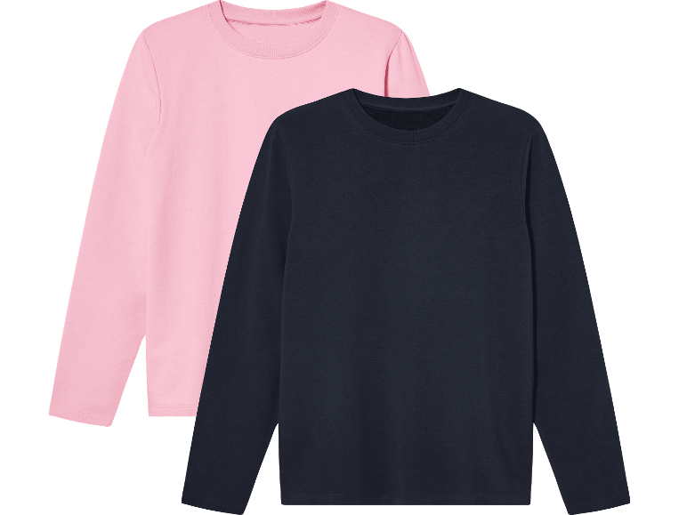 PEPPERTS långärmade tröjor för barn, 2-pack, rosa och mörkblå