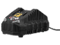 Batteriladdare med texten «30 YEARS EST. 1998» och «X 20V TEAM 2.4A max»