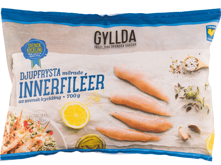 Frysta kycklinginnerfiléer med citron, örter och kryddor, 700g.