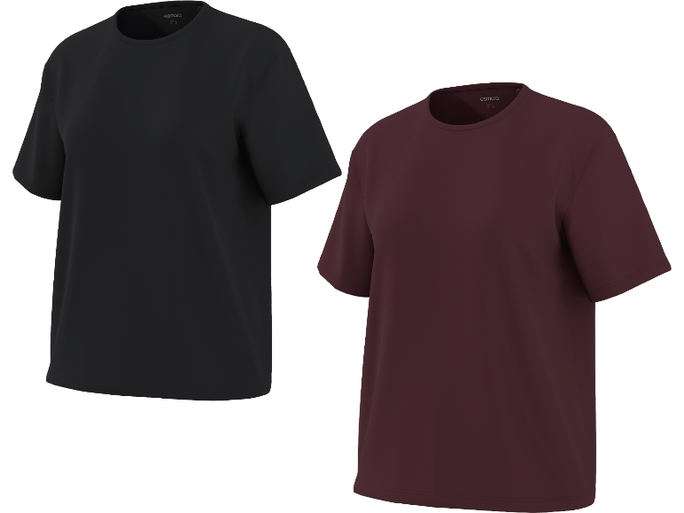 Esmara dam T-shirts: svart och vinröd