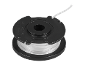 Svart spole med vit trimmerlina, med texten 'www.guzzy-shop.de EAN 507528.2507'.