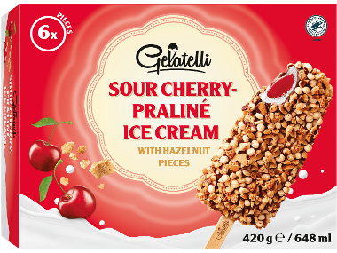 GELATELLI Glasspinnar med körsbärssås
