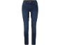 Mörkblå slim fit jeans för dam med kontrasterande sömmar.