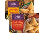 Två förpackningar indiska samosas: grönsaks- och nötköttsfyllning, 240 g.