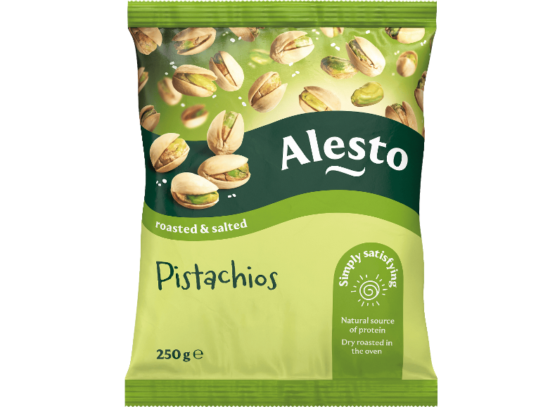 Alesto rostade och saltade pistagenötter, 250 g.