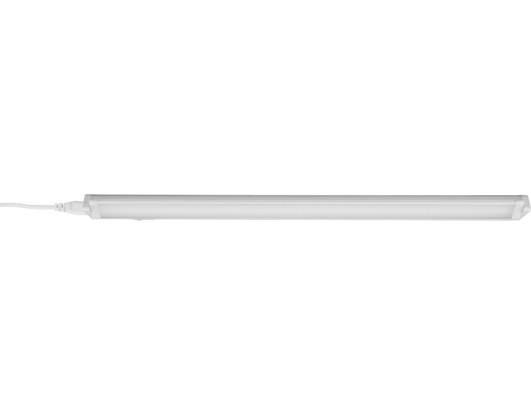 Vit LED-ljusrör med strömkabel, perfekt för underskåpsbelysning.