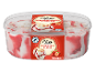 Jordgubbs- och gräddglass i transparent behållare, 900 ml