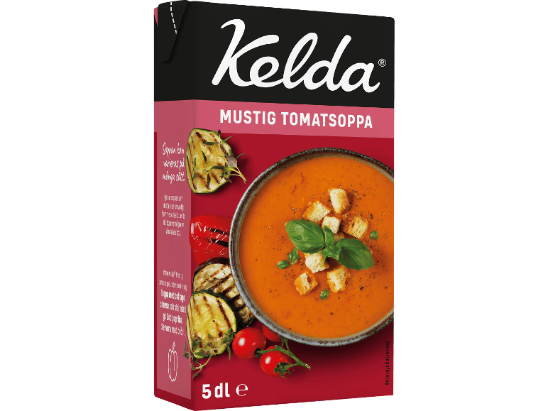 Förpackning med mustig tomatsoppa, 5 dl.