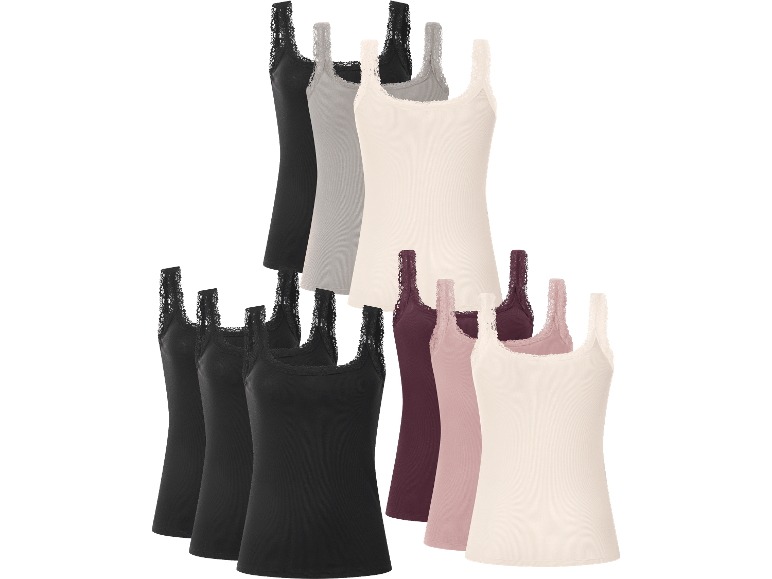 Esmara ribbade linnen med spets för damer i olika färger, 3-pack.