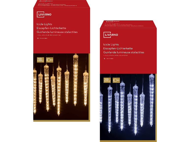 LIVARNO LED-istappsljusslinga i varmvitt och kallvitt sken.