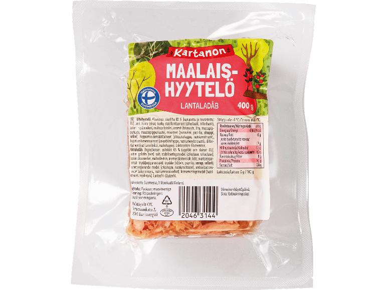Förpackad fläskköttsgelé med näringsinformation och ingredienser.