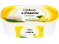 Citronsorbetburk med näringsinformation och serveringsförslag.