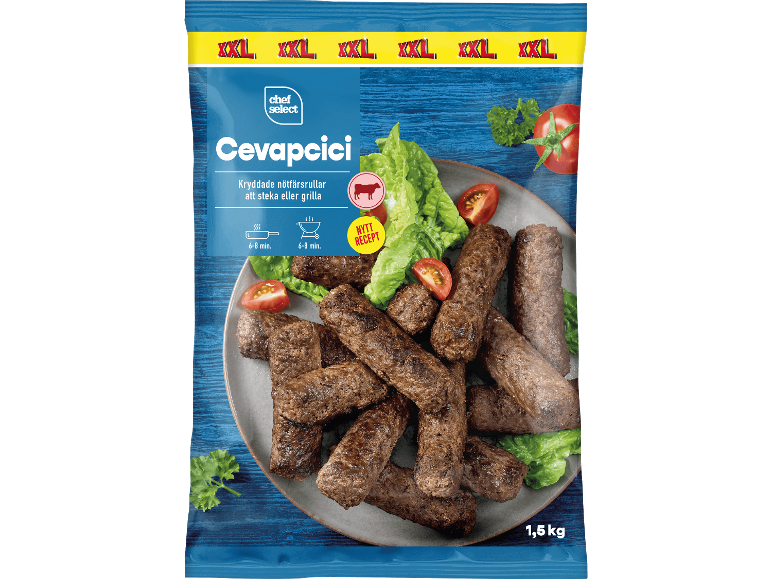 Ett 1,5 kg paket med Cevapcici från chef select.