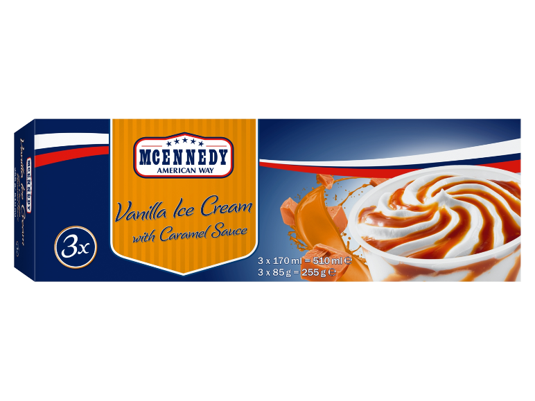 Vaniljglass med kolasås i en flerpack om 3