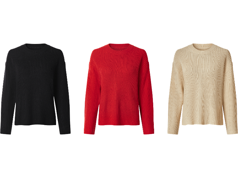 Esmara stickade tröjor i svart, rött och beige.