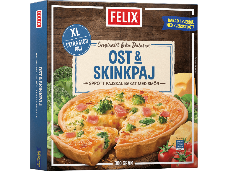 Felix Ost- och skinkpaj, 300 g.