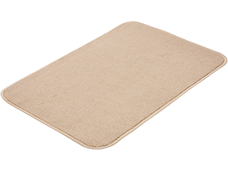 Beige badrumsmatta med rundade hörn
