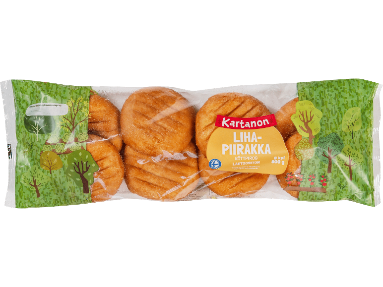Förpackning med 8 laktosfria köttpastejer, 800g, med lantligt tema.