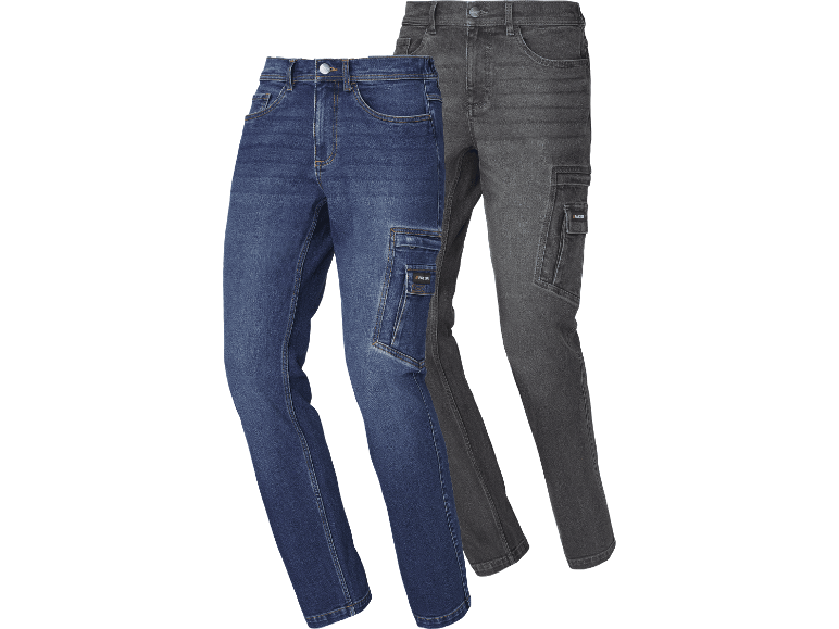Parkside arbetsjeans för herrar i straight fit, blå och grå.