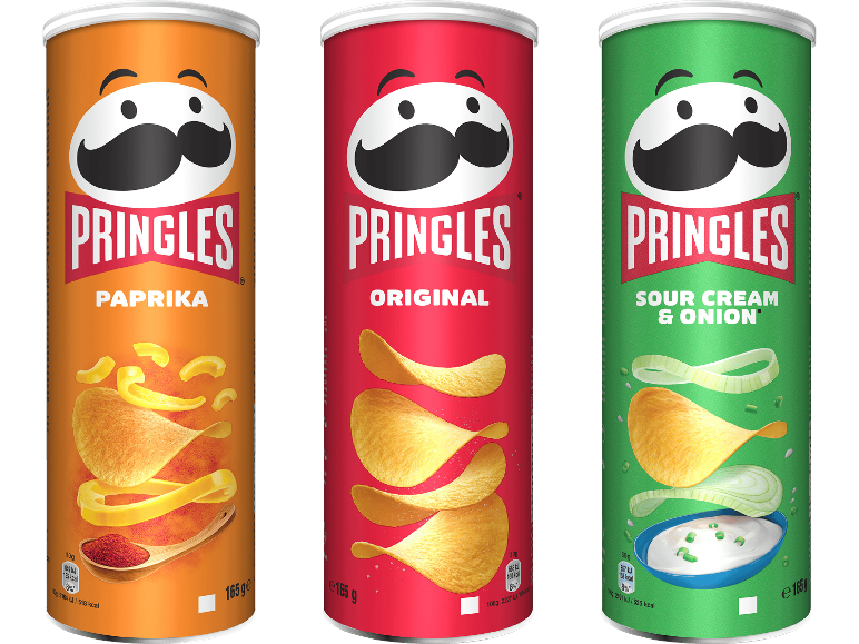 Tre chipstuber med smak av paprika, original och gräddfil & lök.