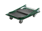 Grön hopfällbar plattformsvagn med svart halkfri yta.