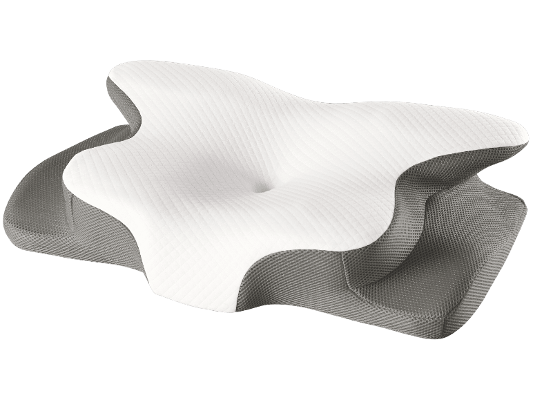 Livarno ergonomisk nackkudde i grått och vitt.