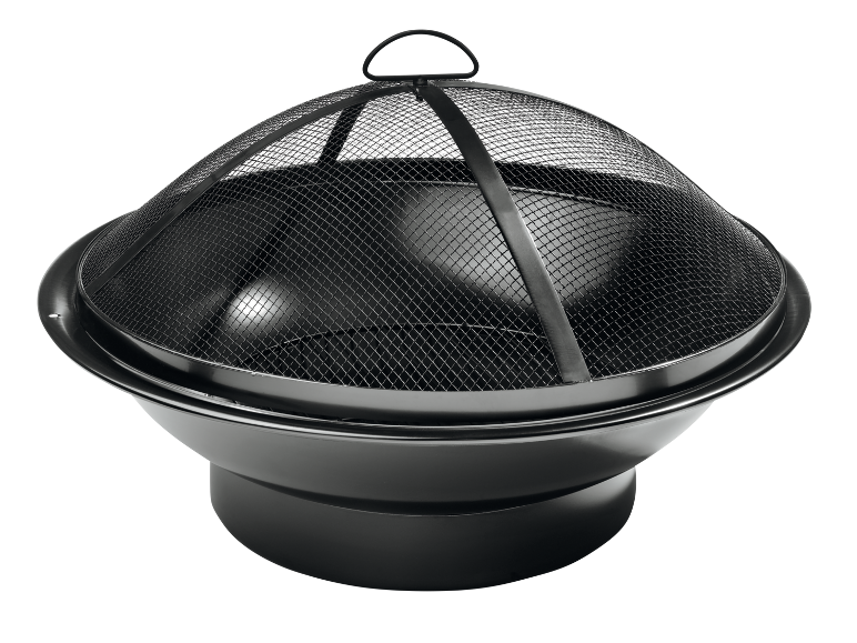 Svart eldstad med nätlock