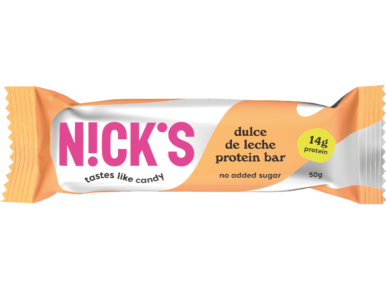 Dulce de leche proteinbar, 50g, med 14g protein och inget tillsatt socker.
