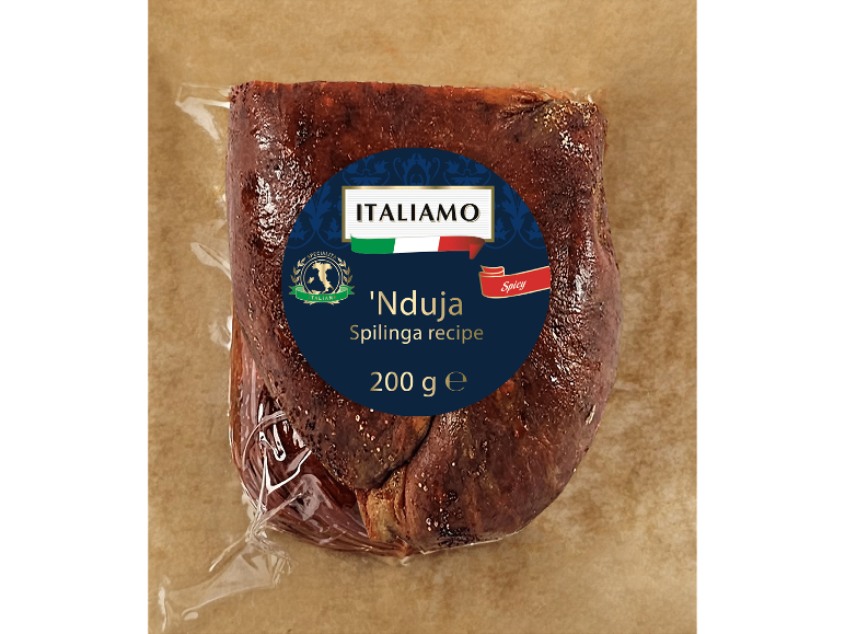 Vakuumförpackad kryddig 'Nduja-korv med Spilinga-recept, 200 g
