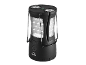 Svart campinglampa med tre LED-paneler och en integrerad kompass.