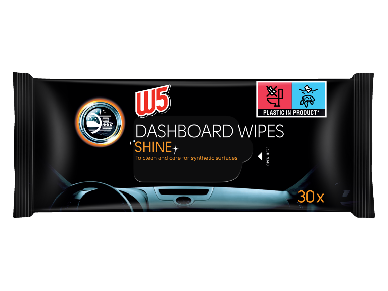 Instrumentbrädeservetter med glans, för rengöring av syntetiska ytor, 30 stycken.