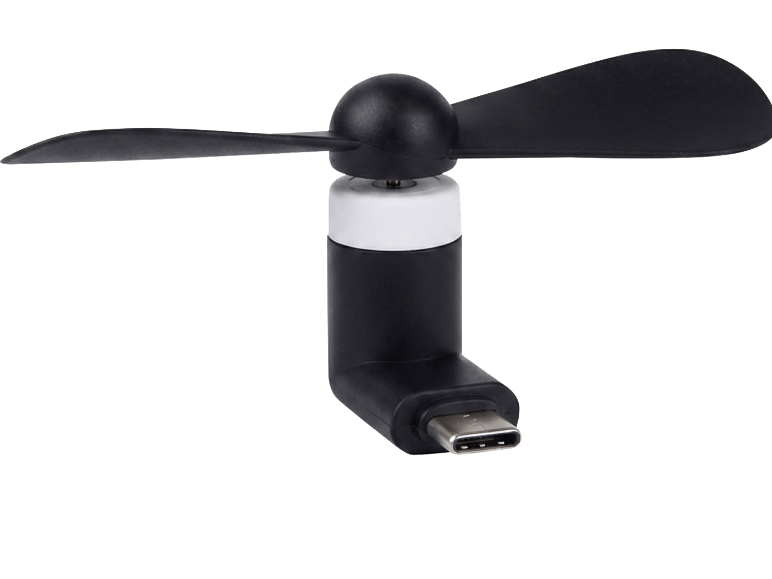 Svart bärbar USB-C fläkt med två blad