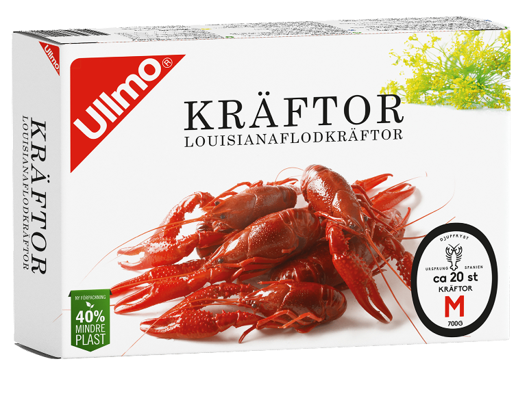 Frysta kräftor, ca 20 st, 700g, ursprung Spanien, 40% mindre plast.