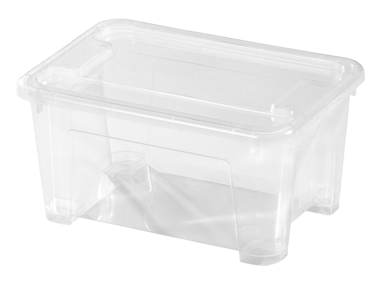 Klar plastförvaringslåda med lock