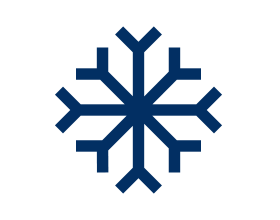 Blå snöflinga symbol på vit bakgrund.