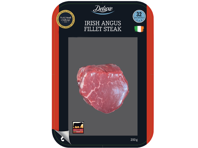 Irländsk Angus oxfilé, 200g, mörad i 32 dagar, med guldmedalj från World Steak Challenge 2025.