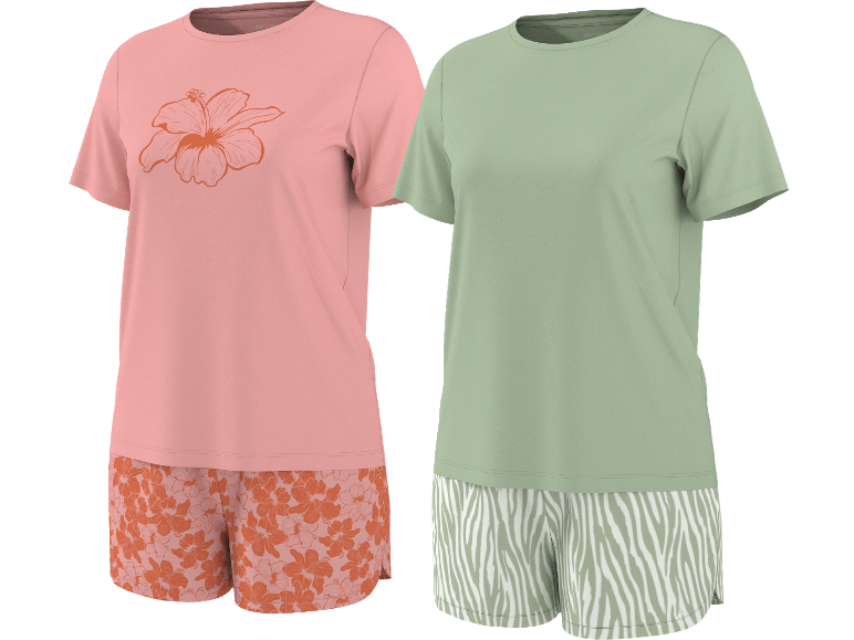 Rosa blommiga och gröna zebrarandiga pyjamas set för kvinnor