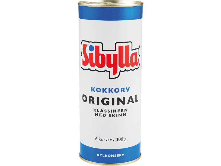 Burk med 6 original kokkorvar med skinn, 300 g